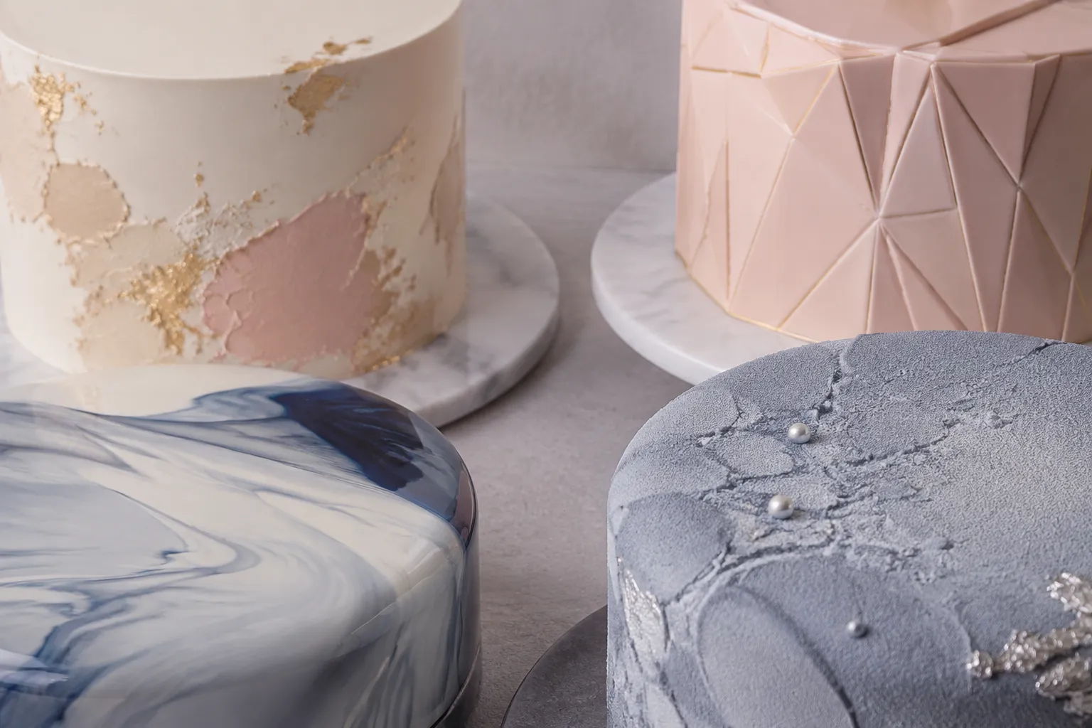 Cake finish and color comparison across smooth textured and reflective surfaces