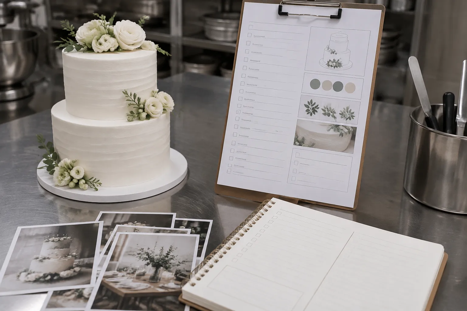 Cake bakery handoff checklist with open questions and confirmation fields