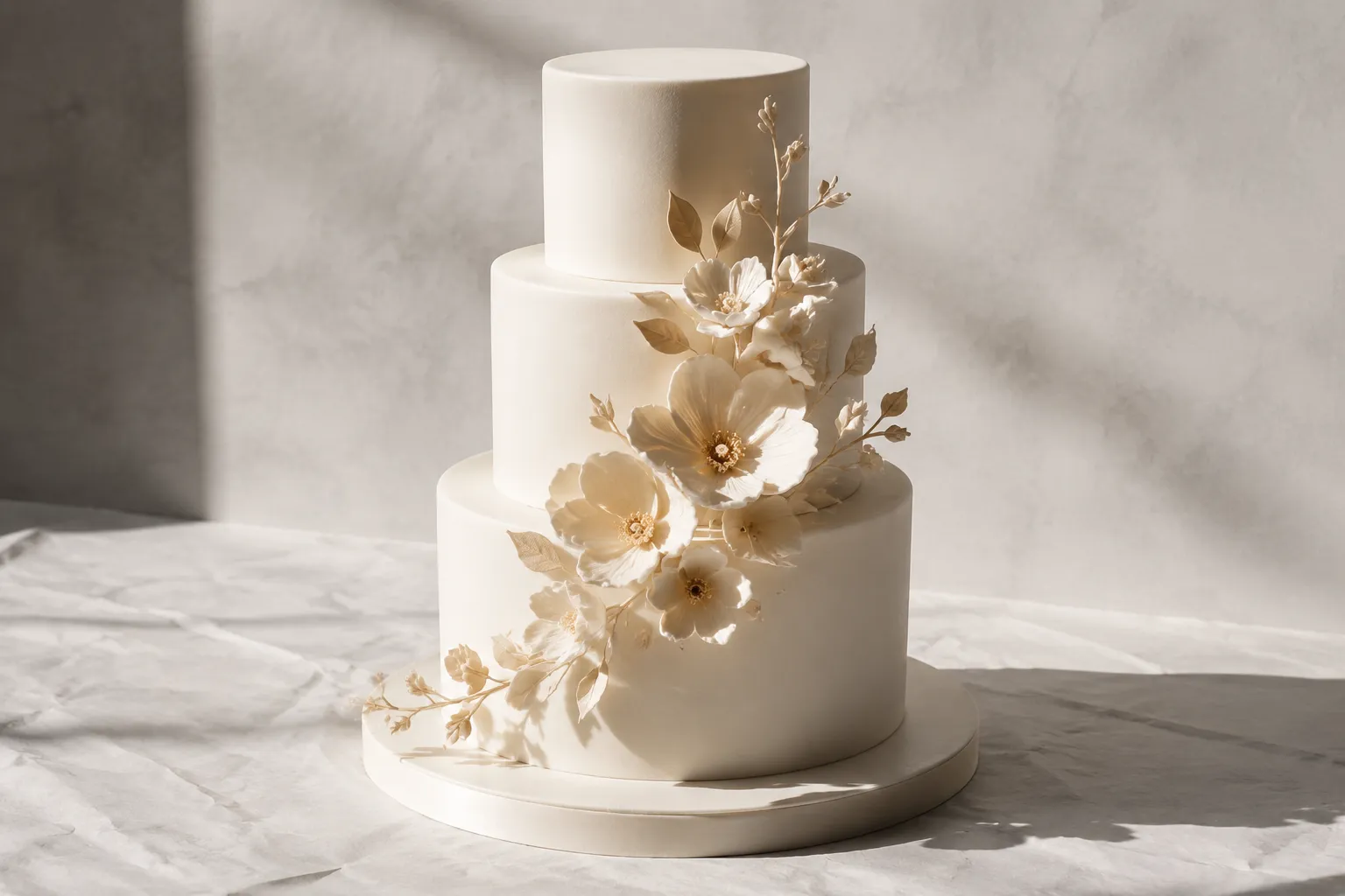 Tiered cake showing a clear silhouette, layered structure, and decorative finish