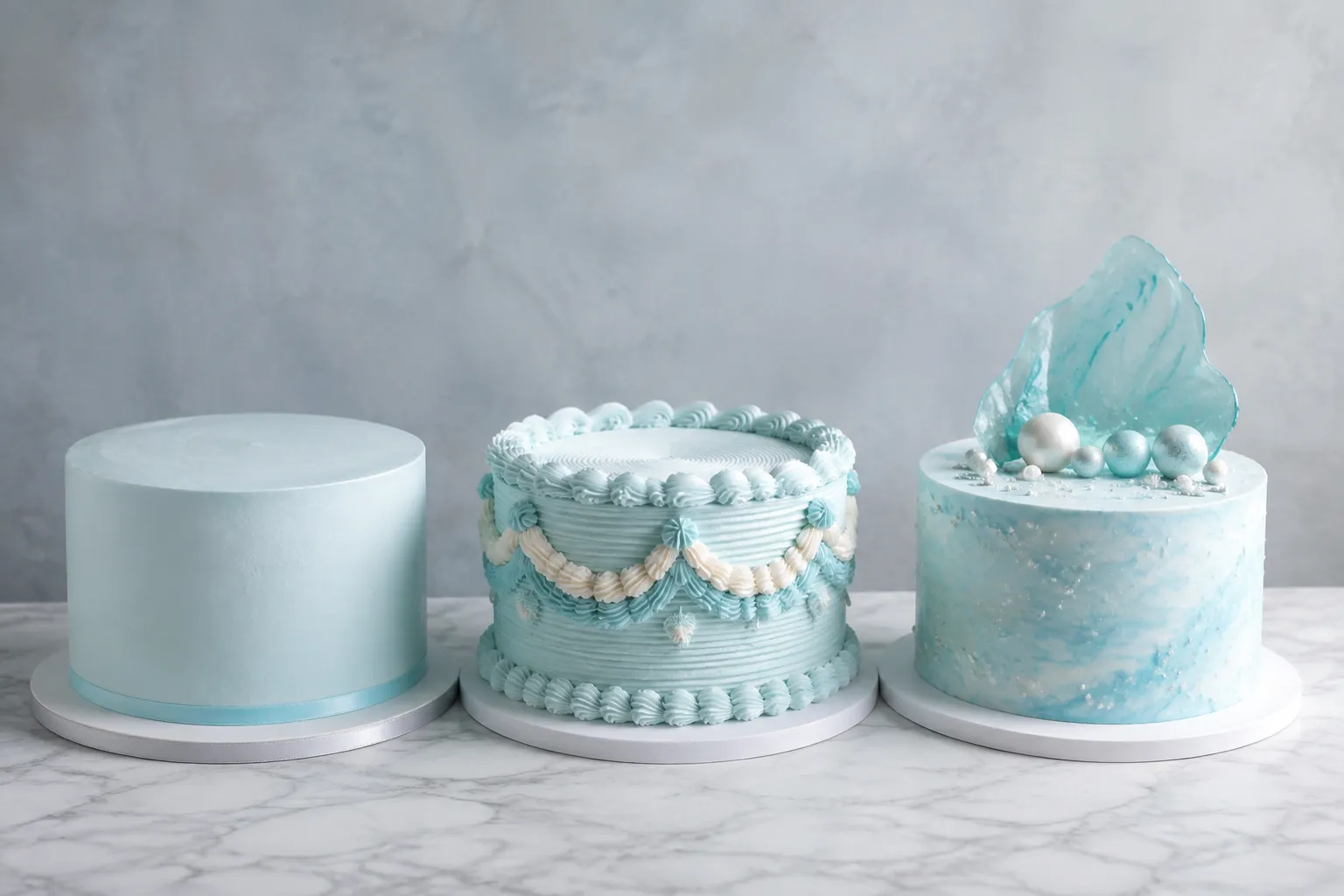 Comparing cake silhouettes, finishes, and focal details in a planning brief